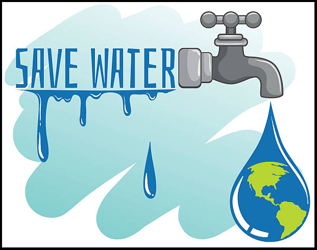 graphic: save water. dripping tap